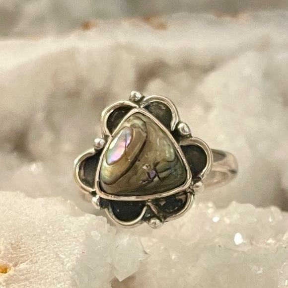 Copper Abalone Sterling Silver Ring 925 Size 6 - Picture 2 of 8